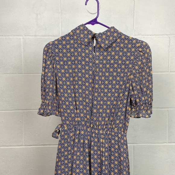 NWOT LENON Women's Sample Wrap Dress- Puff Sleeves Asymmetrical Tie Waist Floral - Picture 4 of 7